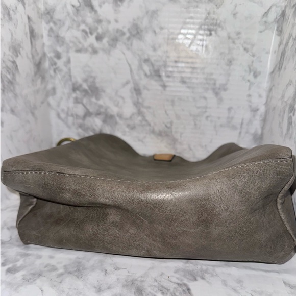 Nicole Miller gray/tan leather hobo bag - Picture 3 of 5